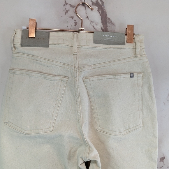 Everlane Jean The Cheeky Straight High Rise Ecru Sandstone Ankle Crop Zip Denim - Picture 7 of 13